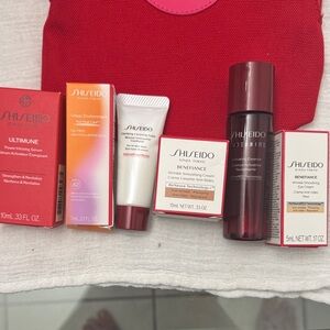 Shiseido Skincare Collection with Red and White Accents